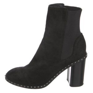 Rag & Bone Romi Black Suede Stud Detail Pull-on Chelsea Bootie Block Heel